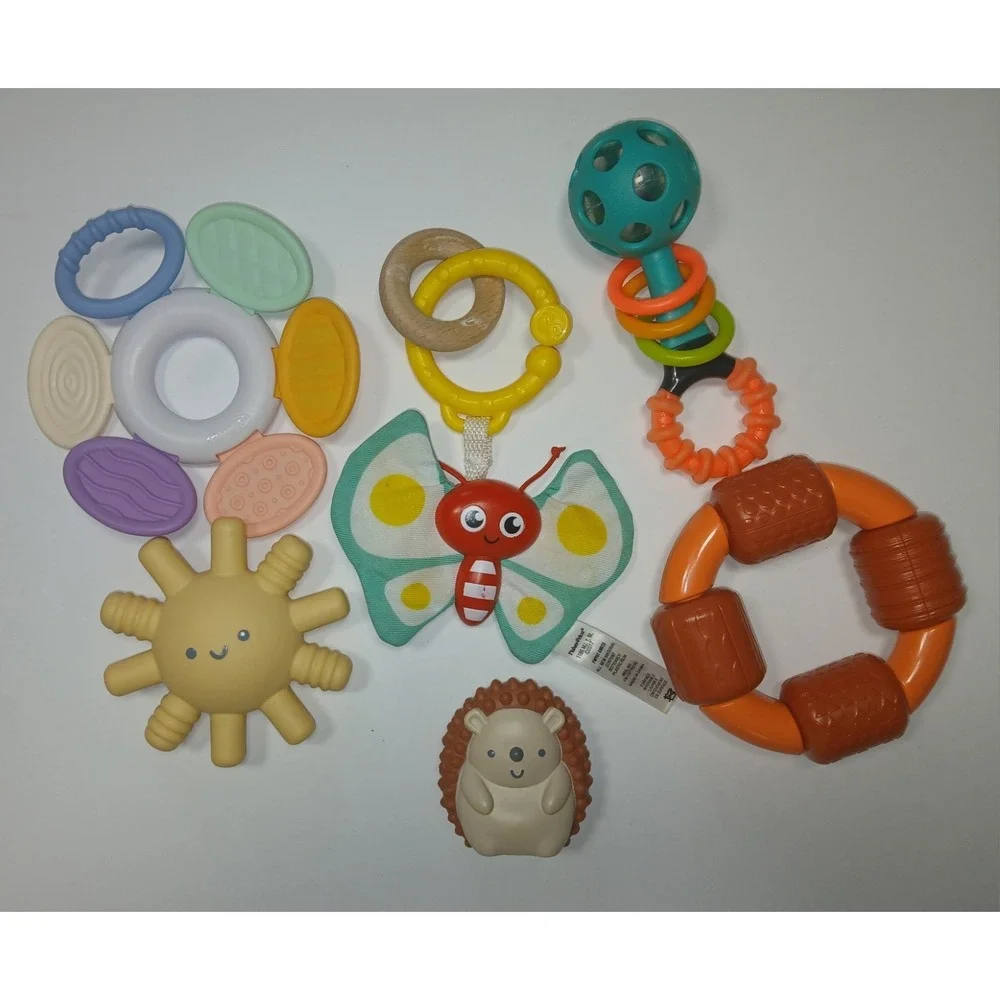 Fisher-Price & Sassy Baby Toy Lot - Infant Sensory Rattles & Teethers